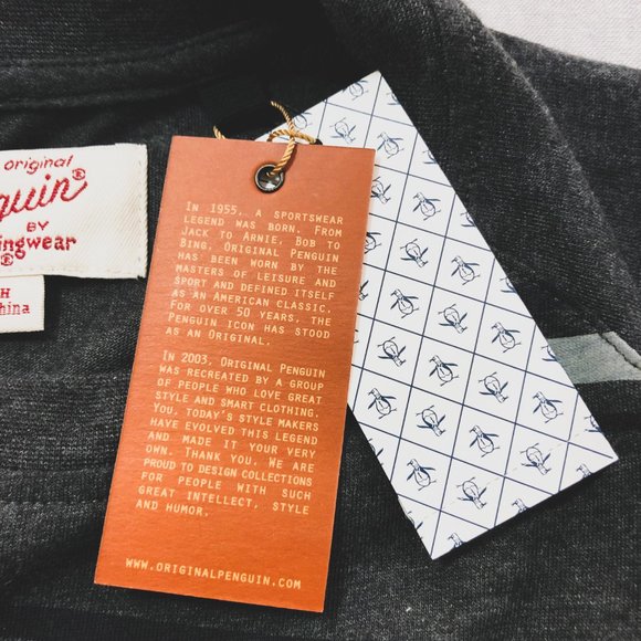 Original Penguin Grey Black Stripe Raglan Shirt S - Picture 7 of 8